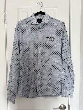 Scotch & Soda White Shirt with Navy Dot Print